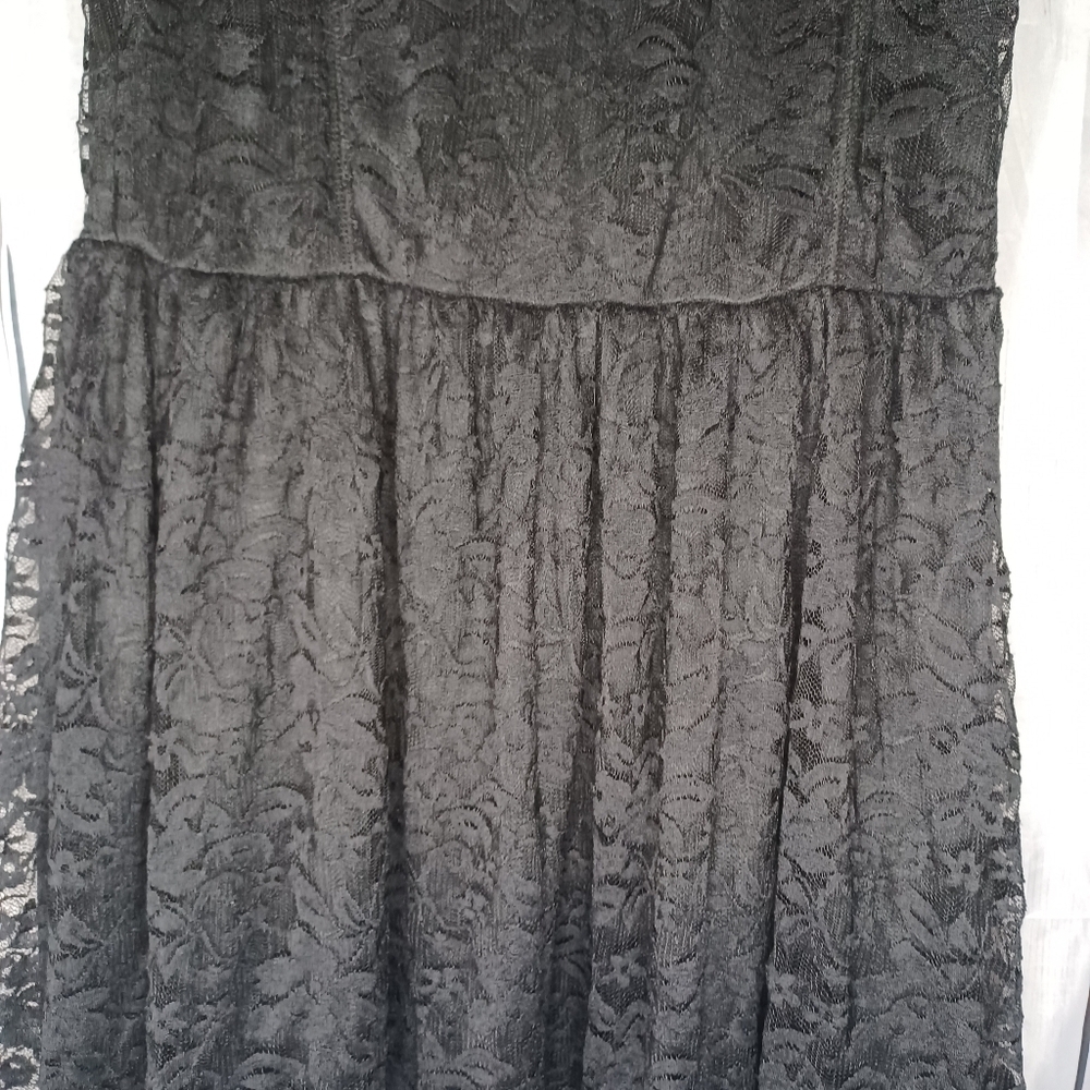 Garage Black Lace Sleeveless Goth Indie Sleeze Whimsigoth Flowy Skater Dress - Picture 4 of 9
